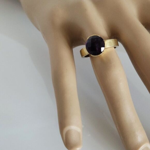 Amethyst Deep Purple Ring 14K YG over Sterling Silver Size 7 - Picture 8 of 9